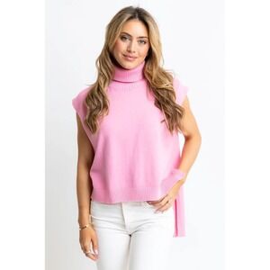 Karlie‎ Pink Turtleneck Sleeveless High-Low Knit Sweater Small